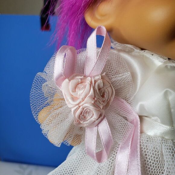 Ugly Cute Vintage  Russ Berrie Pink Hair Troll Bride Doll 8" with Garter Belt - Picture 10 of 11